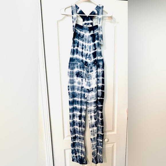 Cloth & Stone Anthropologie Asta Tie Dye Jumpsuit Romper Size XS Blue White - Picture 5 of 6